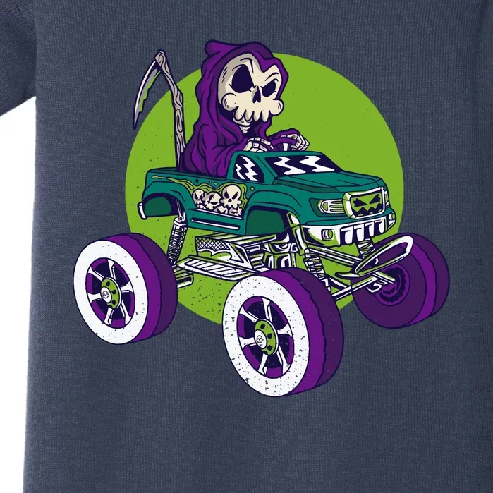 Grim Reaper Monster Truck Baby Bodysuit