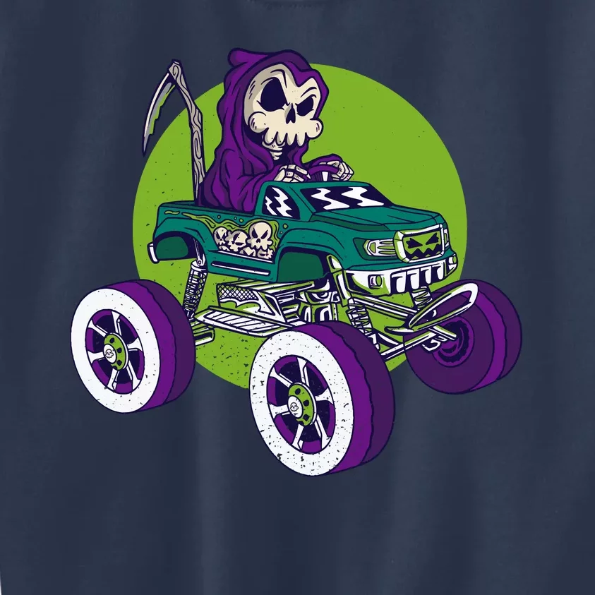 Grim Reaper Monster Truck Kids Sweatshirt