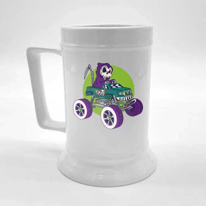 Grim Reaper Monster Truck Front & Back Beer Stein