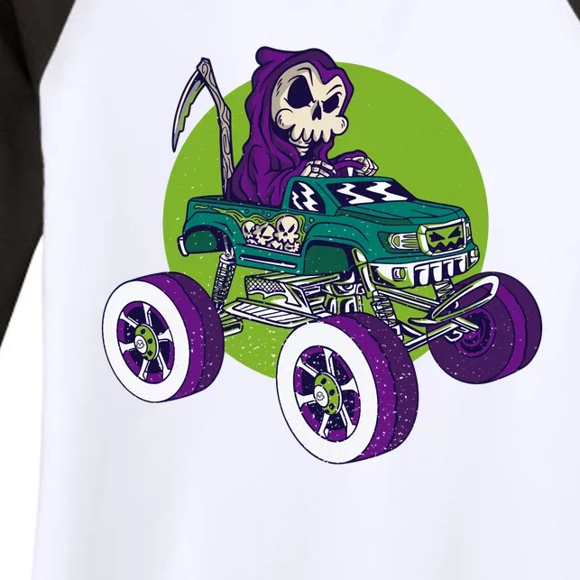 Grim Reaper Monster Truck Women's Tri-Blend 3/4-Sleeve Raglan Shirt