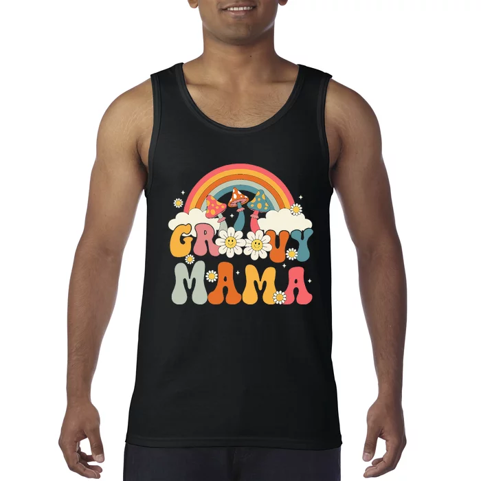 Groovy Rainbow Mama Birthday Party Decorations Family Tank Top