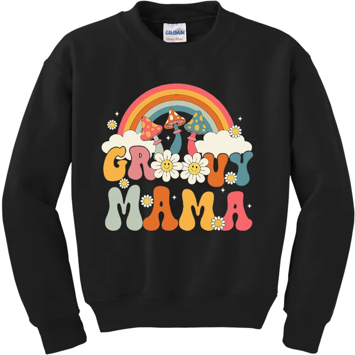 Groovy Rainbow Mama Birthday Party Decorations Family Kids Sweatshirt