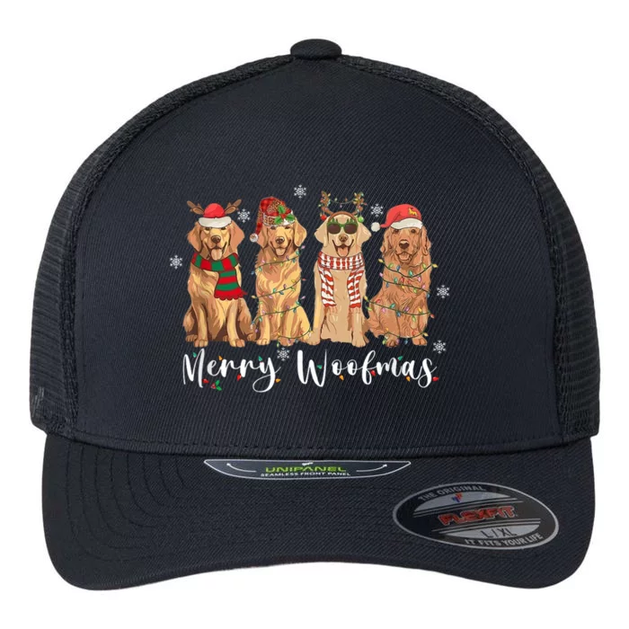 Golden Retriever Merry Woofmas Gift Dog Christmas Gift Flexfit Unipanel Trucker Cap