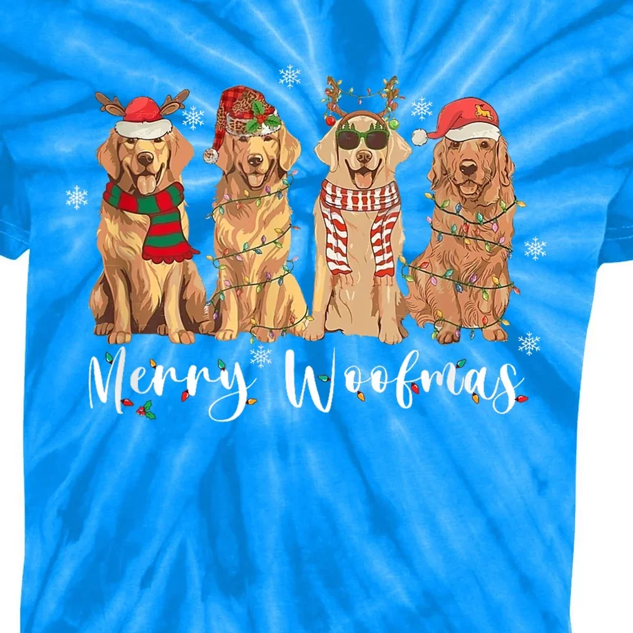 Golden Retriever Merry Woofmas Gift Dog Christmas Gift Kids Tie-Dye T-Shirt