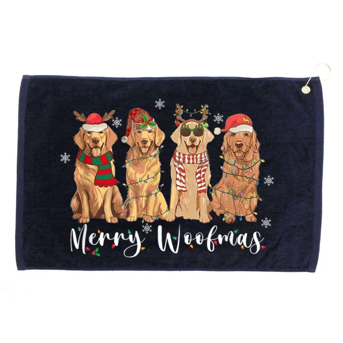 Golden Retriever Merry Woofmas Gift Dog Christmas Gift Grommeted Golf Towel