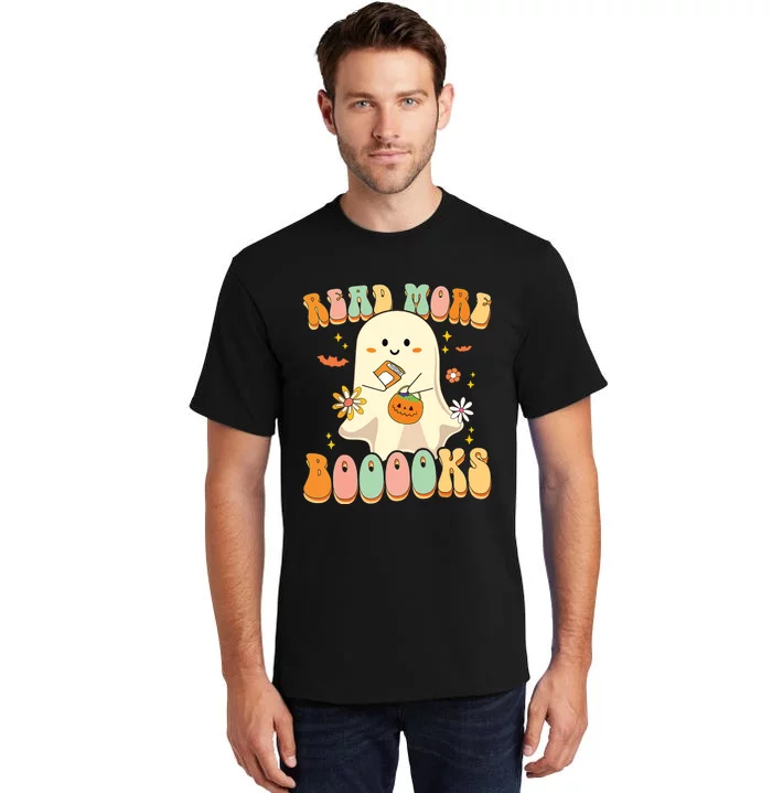 Groovy Read More Books Cute Ghost Boo Funny Halloween Kids Tall T-Shirt