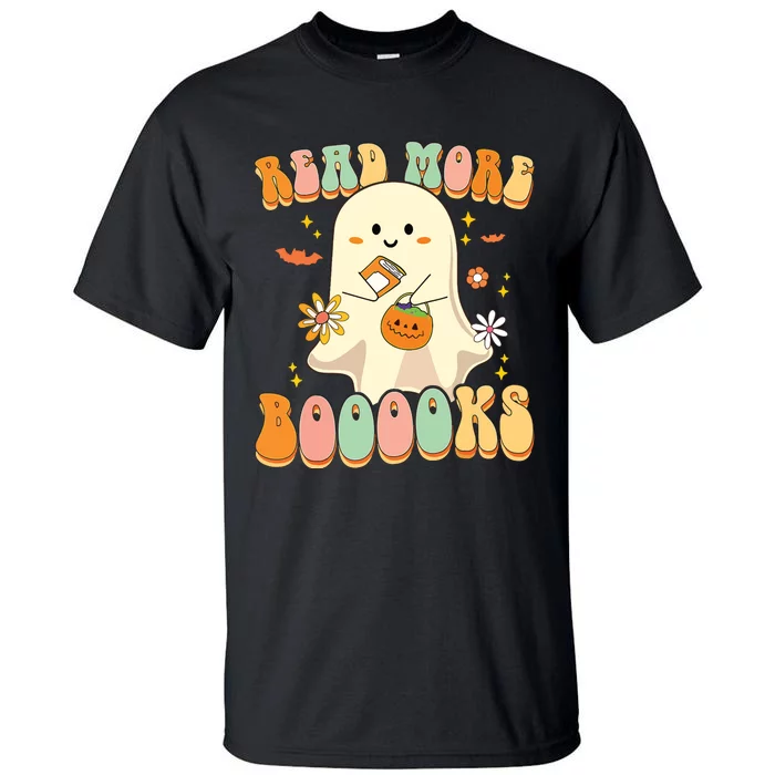 Groovy Read More Books Cute Ghost Boo Funny Halloween Kids Tall T-Shirt