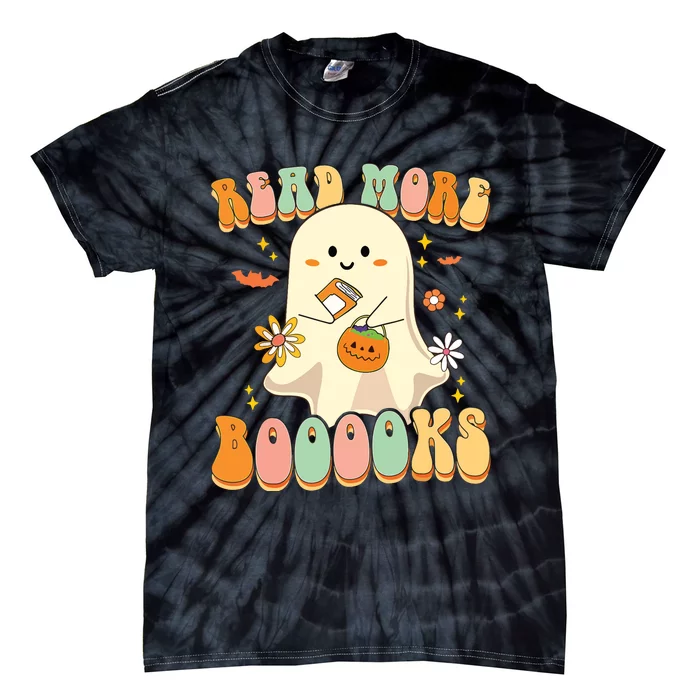 Groovy Read More Books Cute Ghost Boo Funny Halloween Kids Tie-Dye T-Shirt