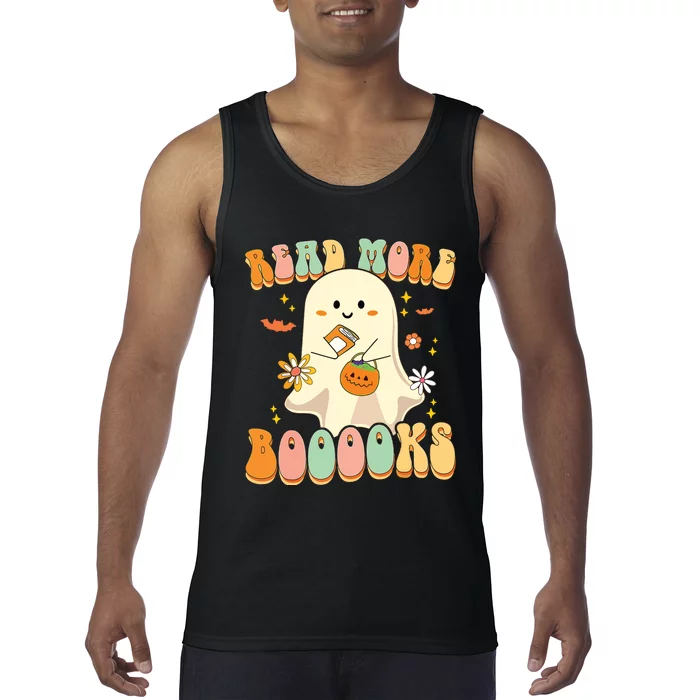 Groovy Read More Books Cute Ghost Boo Funny Halloween Kids Tank Top