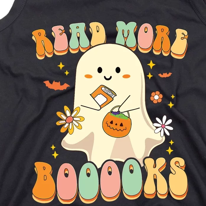 Groovy Read More Books Cute Ghost Boo Funny Halloween Kids Tank Top