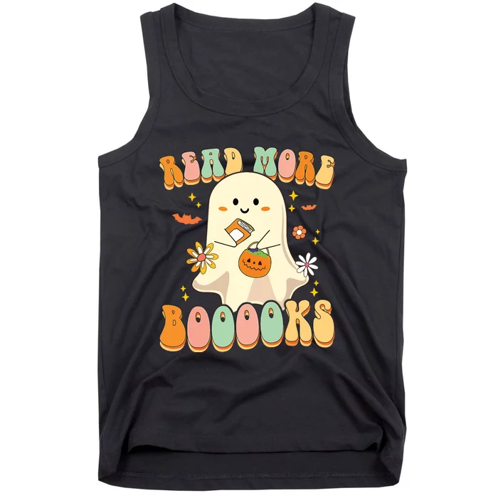 Groovy Read More Books Cute Ghost Boo Funny Halloween Kids Tank Top