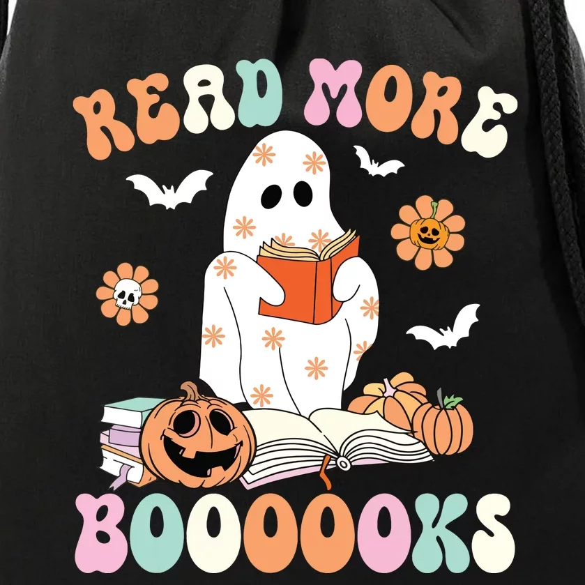 Groovy Read More Books Cute Ghost Boo Funny Halloween Spooky Drawstring Bag