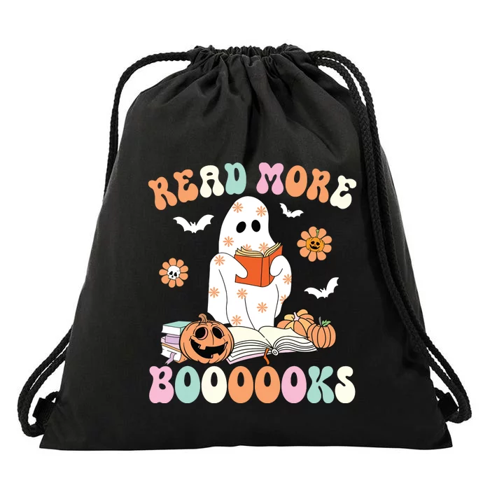 Groovy Read More Books Cute Ghost Boo Funny Halloween Spooky Drawstring Bag