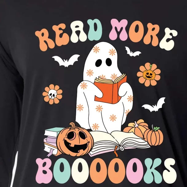 Groovy Read More Books Cute Ghost Boo Funny Halloween Spooky Cooling Performance Long Sleeve Crew