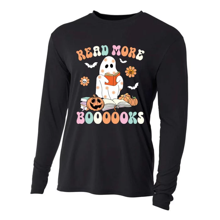 Groovy Read More Books Cute Ghost Boo Funny Halloween Spooky Cooling Performance Long Sleeve Crew