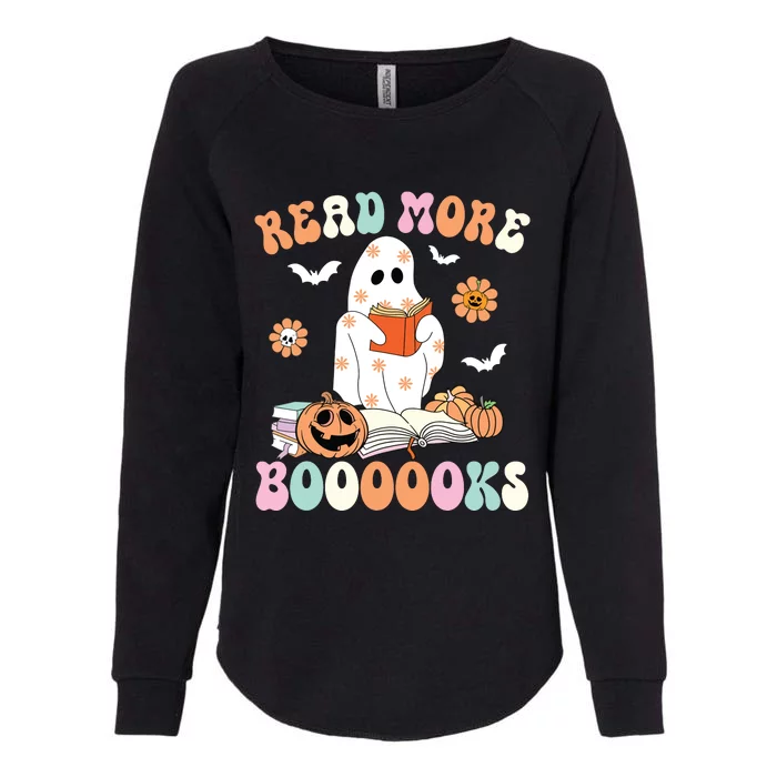 Groovy Read More Books Cute Ghost Boo Funny Halloween Spooky Womens California Wash Sweatshirt