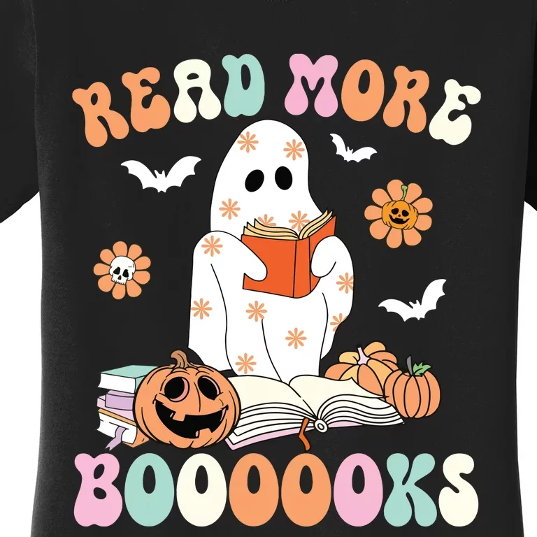 Groovy Read More Books Cute Ghost Boo Funny Halloween Spooky Women's T-Shirt