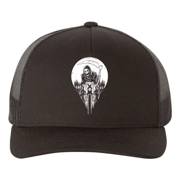 Grim Reaper Motorbike Yupoong Adult 5-Panel Trucker Hat