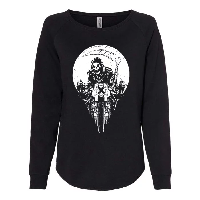 Grim Reaper Motorbike Womens California Wash Sweatshirt