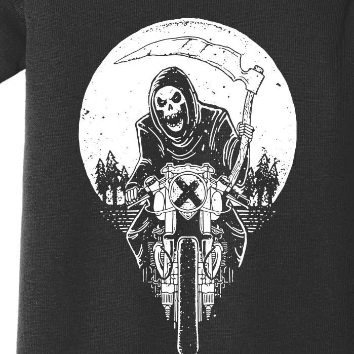 Grim Reaper Motorbike Baby Bodysuit