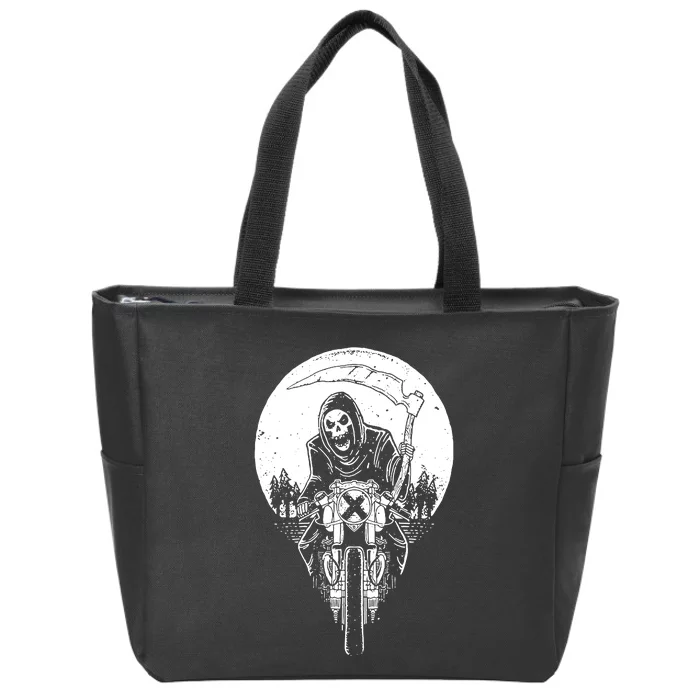 Grim Reaper Motorbike Zip Tote Bag