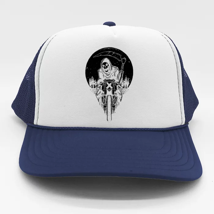 Grim Reaper Motorbike Trucker Hat