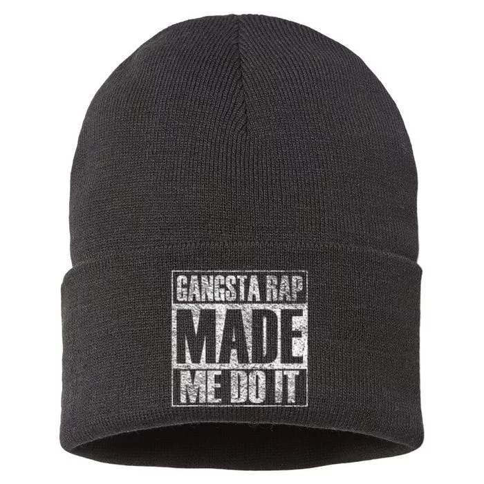 Gangsta Rap Music Made Me Do It Funny Gym Vintage Sustainable Knit Beanie