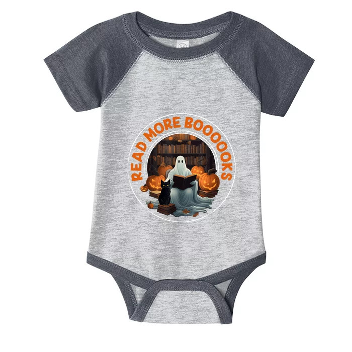 Ghost Read More Books Book Lover Vintage Halloween Gift Infant Baby Jersey Bodysuit