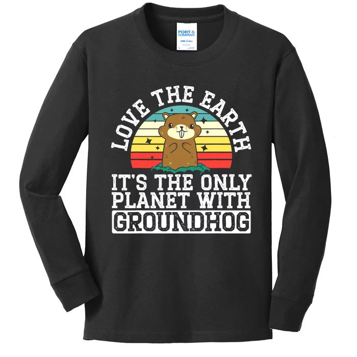 Groundhog Rodent Marmots Kids Long Sleeve Shirt