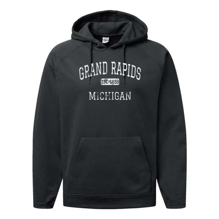 Grand Rapids Michigan Mi Vintage Performance Fleece Hoodie