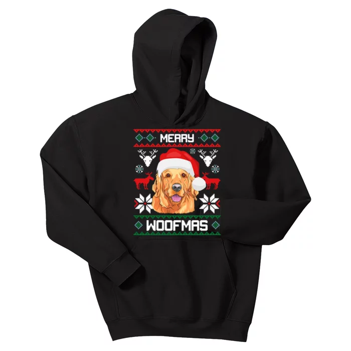 Golden Retriever Merry Woofmas Dog Christmas Kids Hoodie