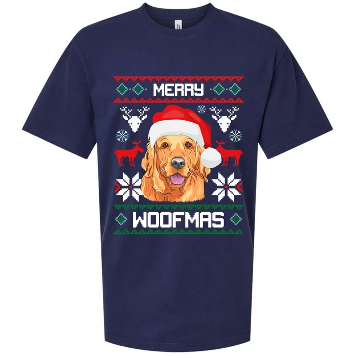 Golden Retriever Merry Woofmas Dog Christmas Sueded Cloud Jersey T-Shirt