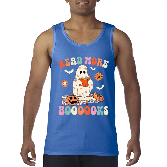 Groovy Read More Books Cute Ghost Boo Funny Halloween Spooky Tank Top