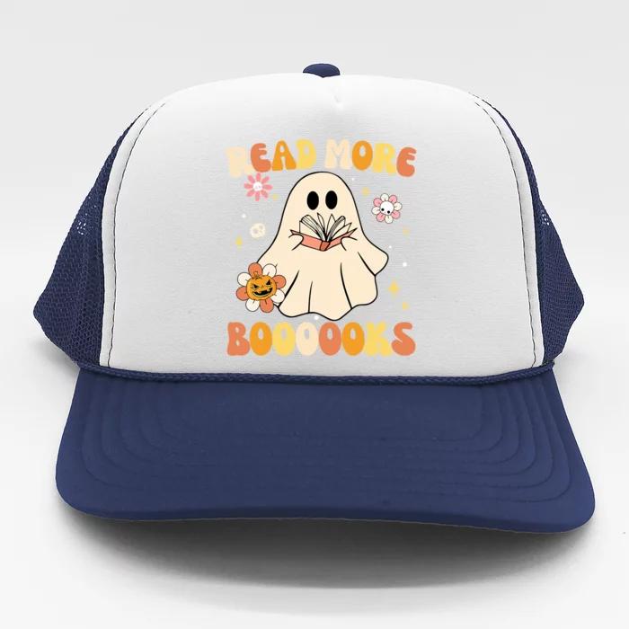 Groovy Read More Books Cute Ghost Boo Funny Halloween Gift Trucker Hat