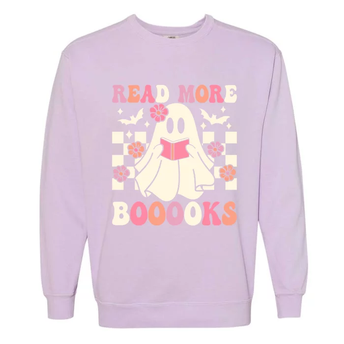 Groovy Read More Books Cute Ghost Boo Funny Halloween Gift Garment-Dyed Sweatshirt