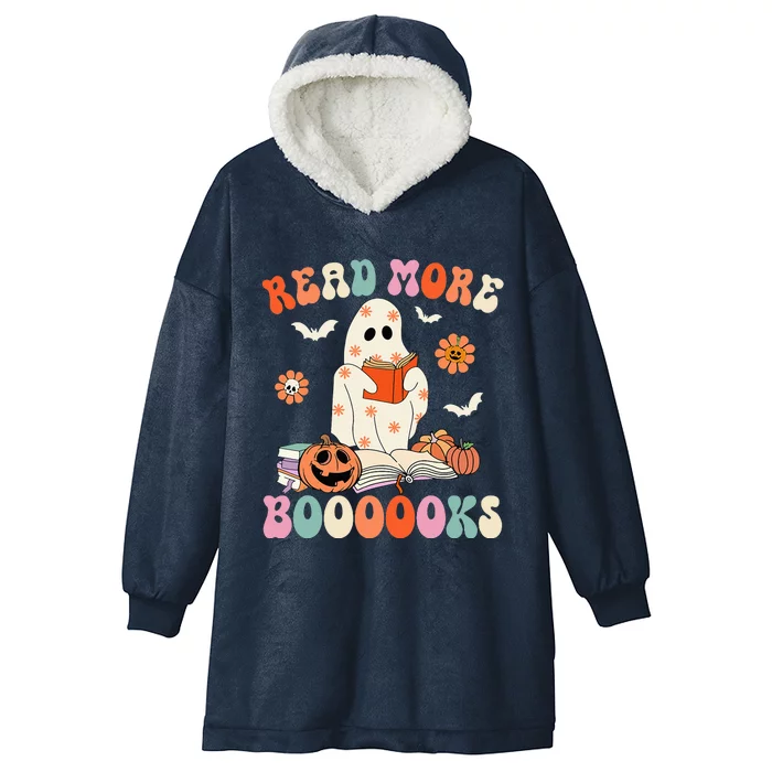 Groovy Read More Books Cute Ghost Boo Funny Halloween Spooky Hooded Wearable Blanket