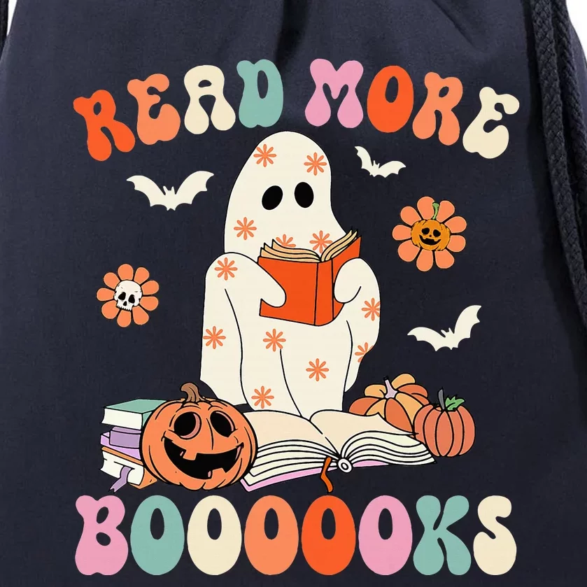 Groovy Read More Books Cute Ghost Boo Funny Halloween Spooky Drawstring Bag