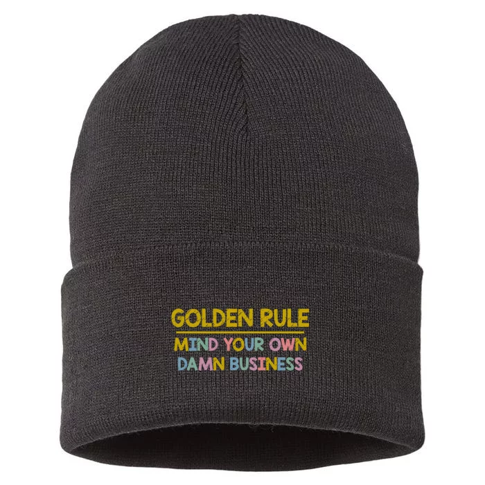 Golden Rule Mind Your Own Damn Business Tim Walz Sustainable Knit Beanie