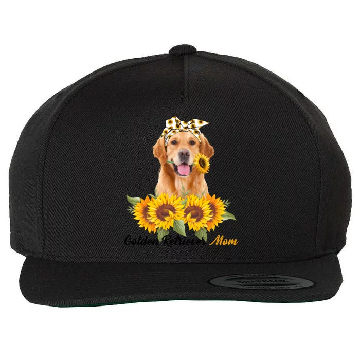 Golden Retriever Mom Sunflower Summer Dog Mom Mama Gift Wool Snapback Cap