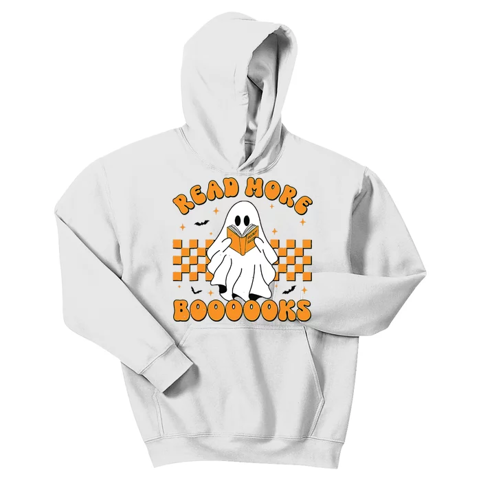 Groovy Read More Books Cute Ghost Retro Halloween Teacher Kids Hoodie