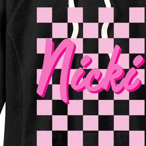 Girl Retro Nicki First Name Personalized Groovy Birthday Women's Fleece Hoodie