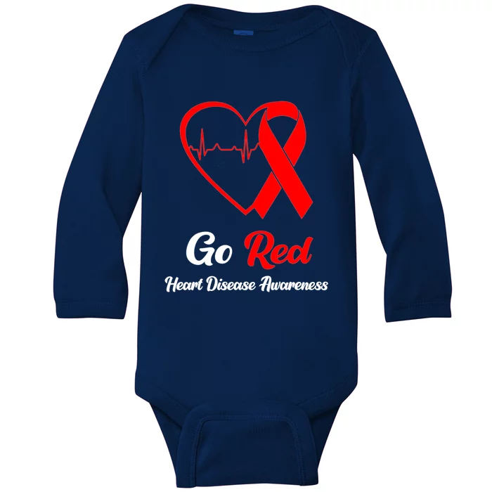 Go Red National Heart Disease Awareness Month Cute Gift Baby Long Sleeve Bodysuit