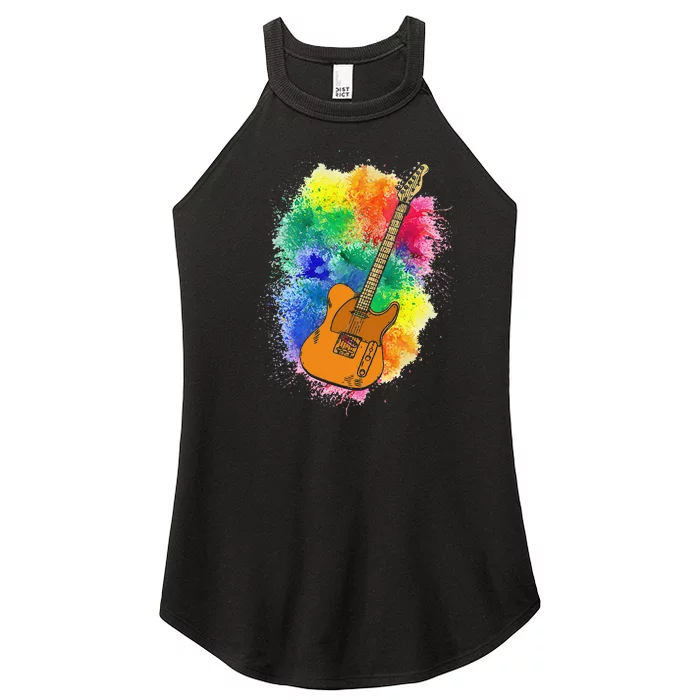 Guitar Rock N Roll Bass Instrument Women’s Perfect Tri Rocker Tank