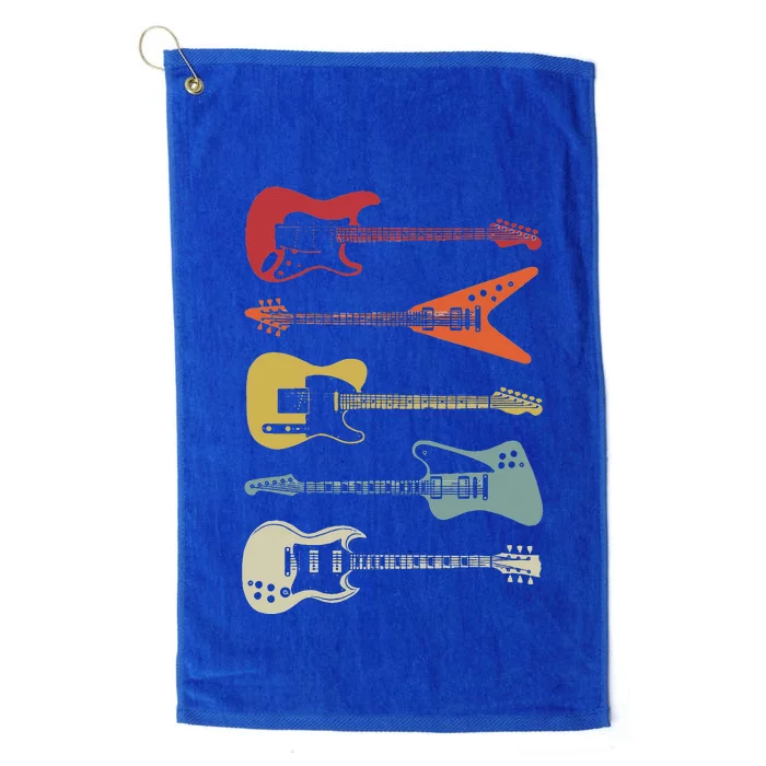 Guitar Rock N Roll Bass Instrument Vintage Metal Platinum Collection Golf Towel