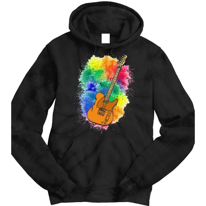 Guitar Rock n Roll Bass Instrument Vintage Metal Tie Dye Hoodie