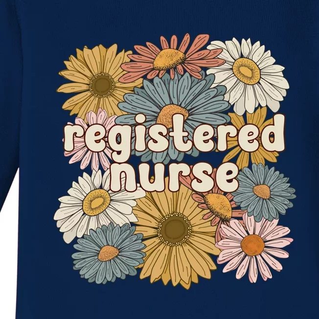 Groovy Registered Nurse Flowers Registered Nursing Gift Baby Long Sleeve Bodysuit