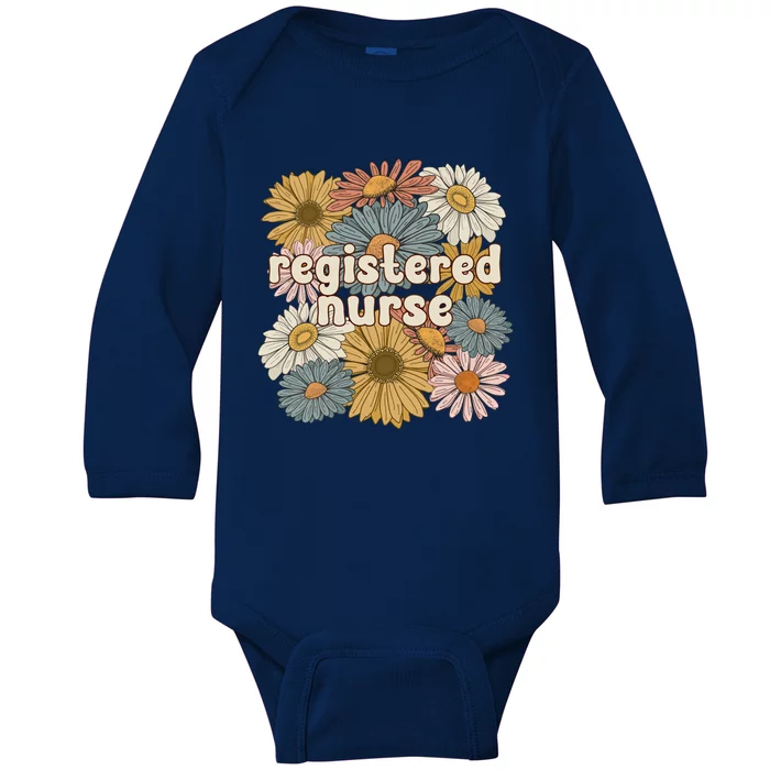 Groovy Registered Nurse Flowers Registered Nursing Gift Baby Long Sleeve Bodysuit