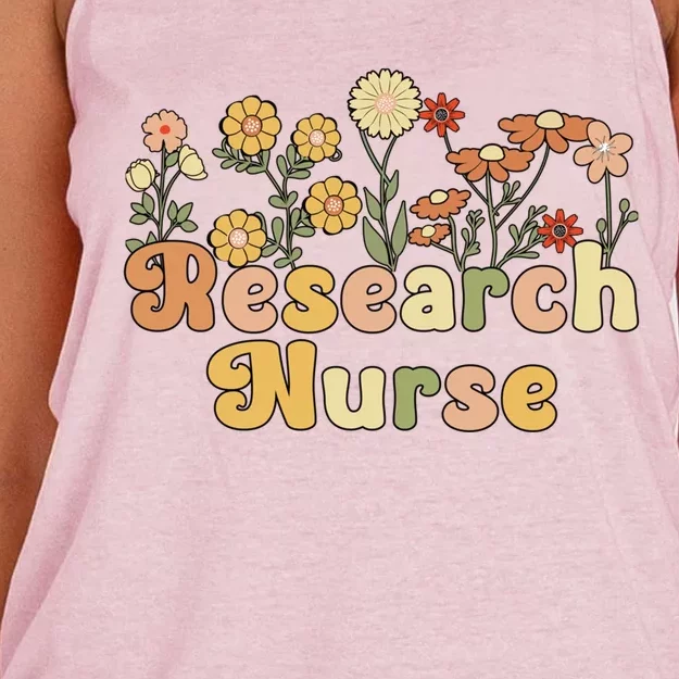 Groovy Research Nurse Flowers Research Nursing Meaningful Gift Women's Knotted Racerback Tank