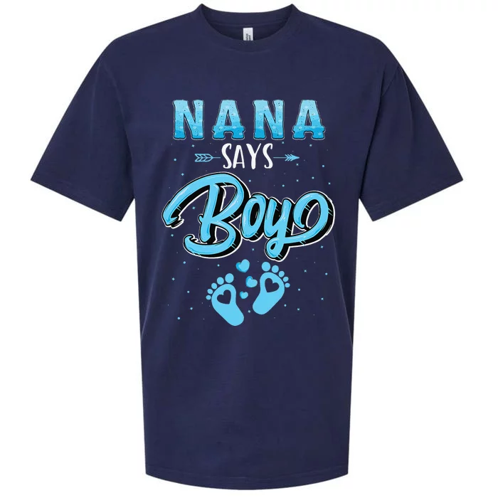 Gender reveal Nana says baby matching family set Sueded Cloud Jersey T-Shirt