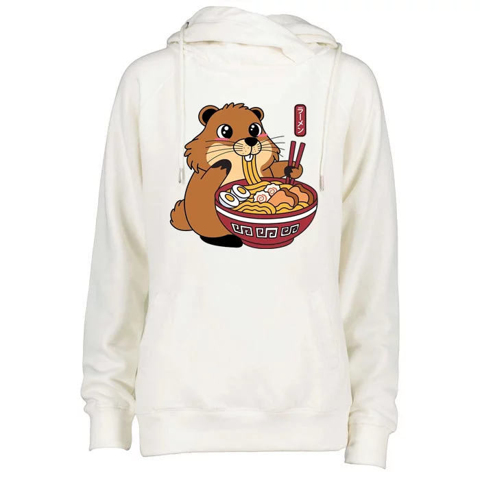 Groundhog Ramen Noodles Womens Funnel Neck Pullover Hood